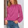 imagePRETTYGARDEN Tops for Women 2026 Spring Long Sleeve Blouses Dressy Casual Embroidered Eyelet Shirts Fall Going Out OutfitsRose Red