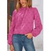 imagePRETTYGARDEN Tops for Women 2026 Spring Long Sleeve Blouses Dressy Casual Embroidered Eyelet Shirts Fall Going Out OutfitsRose Red