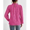 imagePRETTYGARDEN Tops for Women 2026 Spring Long Sleeve Blouses Dressy Casual Embroidered Eyelet Shirts Fall Going Out OutfitsRose Red