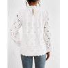 imagePRETTYGARDEN Tops for Women 2026 Spring Long Sleeve Blouses Dressy Casual Embroidered Eyelet Shirts Fall Going Out OutfitsWhite