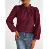 imagePRETTYGARDEN Tops for Women 2026 Spring Long Sleeve Blouses Dressy Casual Embroidered Eyelet Shirts Fall Going Out OutfitsWine Red
