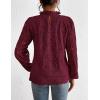 imagePRETTYGARDEN Tops for Women 2026 Spring Long Sleeve Blouses Dressy Casual Embroidered Eyelet Shirts Fall Going Out OutfitsWine Red