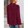 imagePRETTYGARDEN Tops for Women 2026 Spring Long Sleeve Blouses Dressy Casual Embroidered Eyelet Shirts Fall Going Out OutfitsWine Red