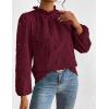 imagePRETTYGARDEN Tops for Women 2026 Spring Long Sleeve Blouses Dressy Casual Embroidered Eyelet Shirts Fall Going Out OutfitsWine Red