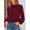 imagePRETTYGARDEN Tops for Women 2026 Spring Long Sleeve Blouses Dressy Casual Embroidered Eyelet Shirts Fall Going Out OutfitsWine Red