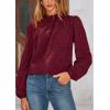 imagePRETTYGARDEN Tops for Women 2026 Spring Long Sleeve Blouses Dressy Casual Embroidered Eyelet Shirts Fall Going Out OutfitsWine Red