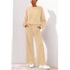 imagePRETTYGARDEN Women 2 Piece Outfits 2026 Spring Sweatsuits Crewneck Sweatshirt Wide Leg Sweatpants Lounge Sets TracksuitApricot