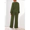 imagePRETTYGARDEN Women 2 Piece Outfits 2026 Spring Sweatsuits Crewneck Sweatshirt Wide Leg Sweatpants Lounge Sets TracksuitArmy Green