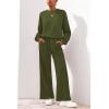 imagePRETTYGARDEN Women 2 Piece Outfits 2026 Spring Sweatsuits Crewneck Sweatshirt Wide Leg Sweatpants Lounge Sets TracksuitArmy Green