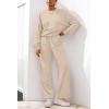 imagePRETTYGARDEN Women 2 Piece Outfits 2026 Spring Sweatsuits Crewneck Sweatshirt Wide Leg Sweatpants Lounge Sets TracksuitBeige