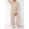 imagePRETTYGARDEN Women 2 Piece Outfits 2026 Spring Sweatsuits Crewneck Sweatshirt Wide Leg Sweatpants Lounge Sets TracksuitBeige