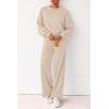 imagePRETTYGARDEN Women 2 Piece Outfits 2026 Spring Sweatsuits Crewneck Sweatshirt Wide Leg Sweatpants Lounge Sets TracksuitBeige