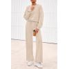 imagePRETTYGARDEN Women 2 Piece Outfits 2026 Spring Sweatsuits Crewneck Sweatshirt Wide Leg Sweatpants Lounge Sets TracksuitBeige