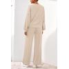 imagePRETTYGARDEN Women 2 Piece Outfits 2026 Spring Sweatsuits Crewneck Sweatshirt Wide Leg Sweatpants Lounge Sets TracksuitBeige