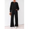 imagePRETTYGARDEN Women 2 Piece Outfits 2026 Spring Sweatsuits Crewneck Sweatshirt Wide Leg Sweatpants Lounge Sets TracksuitBlack