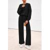imagePRETTYGARDEN Women 2 Piece Outfits 2026 Spring Sweatsuits Crewneck Sweatshirt Wide Leg Sweatpants Lounge Sets TracksuitBlack