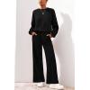 imagePRETTYGARDEN Women 2 Piece Outfits 2026 Spring Sweatsuits Crewneck Sweatshirt Wide Leg Sweatpants Lounge Sets TracksuitBlack