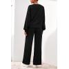 imagePRETTYGARDEN Women 2 Piece Outfits 2026 Spring Sweatsuits Crewneck Sweatshirt Wide Leg Sweatpants Lounge Sets TracksuitBlack