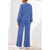imagePRETTYGARDEN Women 2 Piece Outfits 2026 Spring Sweatsuits Crewneck Sweatshirt Wide Leg Sweatpants Lounge Sets TracksuitBlue