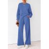 imagePRETTYGARDEN Women 2 Piece Outfits 2026 Spring Sweatsuits Crewneck Sweatshirt Wide Leg Sweatpants Lounge Sets TracksuitBlue