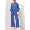 imagePRETTYGARDEN Women 2 Piece Outfits 2026 Spring Sweatsuits Crewneck Sweatshirt Wide Leg Sweatpants Lounge Sets TracksuitBlue