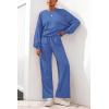 imagePRETTYGARDEN Women 2 Piece Outfits 2026 Spring Sweatsuits Crewneck Sweatshirt Wide Leg Sweatpants Lounge Sets TracksuitBlue