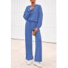 imagePRETTYGARDEN Women 2 Piece Outfits 2026 Spring Sweatsuits Crewneck Sweatshirt Wide Leg Sweatpants Lounge Sets TracksuitBlue