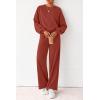 imagePRETTYGARDEN Women 2 Piece Outfits 2026 Spring Sweatsuits Crewneck Sweatshirt Wide Leg Sweatpants Lounge Sets TracksuitBrick Red