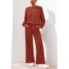 imagePRETTYGARDEN Women 2 Piece Outfits 2026 Spring Sweatsuits Crewneck Sweatshirt Wide Leg Sweatpants Lounge Sets TracksuitBrick Red