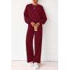 imagePRETTYGARDEN Women 2 Piece Outfits 2026 Spring Sweatsuits Crewneck Sweatshirt Wide Leg Sweatpants Lounge Sets TracksuitBurgundy