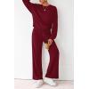 imagePRETTYGARDEN Women 2 Piece Outfits 2026 Spring Sweatsuits Crewneck Sweatshirt Wide Leg Sweatpants Lounge Sets TracksuitBurgundy