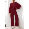 imagePRETTYGARDEN Women 2 Piece Outfits 2026 Spring Sweatsuits Crewneck Sweatshirt Wide Leg Sweatpants Lounge Sets TracksuitBurgundy