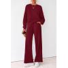 imagePRETTYGARDEN Women 2 Piece Outfits 2026 Spring Sweatsuits Crewneck Sweatshirt Wide Leg Sweatpants Lounge Sets TracksuitBurgundy