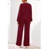 imagePRETTYGARDEN Women 2 Piece Outfits 2026 Spring Sweatsuits Crewneck Sweatshirt Wide Leg Sweatpants Lounge Sets TracksuitBurgundy
