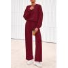 imagePRETTYGARDEN Women 2 Piece Outfits 2026 Spring Sweatsuits Crewneck Sweatshirt Wide Leg Sweatpants Lounge Sets TracksuitBurgundy