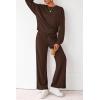 imagePRETTYGARDEN Women 2 Piece Outfits 2026 Spring Sweatsuits Crewneck Sweatshirt Wide Leg Sweatpants Lounge Sets TracksuitDark Brown