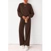 imagePRETTYGARDEN Women 2 Piece Outfits 2026 Spring Sweatsuits Crewneck Sweatshirt Wide Leg Sweatpants Lounge Sets TracksuitDark Brown