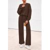 imagePRETTYGARDEN Women 2 Piece Outfits 2026 Spring Sweatsuits Crewneck Sweatshirt Wide Leg Sweatpants Lounge Sets TracksuitDark Brown