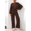imagePRETTYGARDEN Women 2 Piece Outfits 2026 Spring Sweatsuits Crewneck Sweatshirt Wide Leg Sweatpants Lounge Sets TracksuitDark Brown