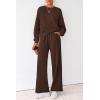 imagePRETTYGARDEN Women 2 Piece Outfits 2026 Spring Sweatsuits Crewneck Sweatshirt Wide Leg Sweatpants Lounge Sets TracksuitDark Brown