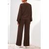 imagePRETTYGARDEN Women 2 Piece Outfits 2026 Spring Sweatsuits Crewneck Sweatshirt Wide Leg Sweatpants Lounge Sets TracksuitDark Brown