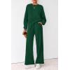 imagePRETTYGARDEN Women 2 Piece Outfits 2026 Spring Sweatsuits Crewneck Sweatshirt Wide Leg Sweatpants Lounge Sets TracksuitDark Green