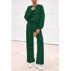 imagePRETTYGARDEN Women 2 Piece Outfits 2026 Spring Sweatsuits Crewneck Sweatshirt Wide Leg Sweatpants Lounge Sets TracksuitDark Green
