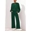 imagePRETTYGARDEN Women 2 Piece Outfits 2026 Spring Sweatsuits Crewneck Sweatshirt Wide Leg Sweatpants Lounge Sets TracksuitDark Green