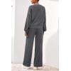imagePRETTYGARDEN Women 2 Piece Outfits 2026 Spring Sweatsuits Crewneck Sweatshirt Wide Leg Sweatpants Lounge Sets TracksuitDark Grey
