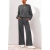 imagePRETTYGARDEN Women 2 Piece Outfits 2026 Spring Sweatsuits Crewneck Sweatshirt Wide Leg Sweatpants Lounge Sets TracksuitDark Grey