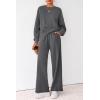 imagePRETTYGARDEN Women 2 Piece Outfits 2026 Spring Sweatsuits Crewneck Sweatshirt Wide Leg Sweatpants Lounge Sets TracksuitDark Grey