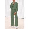imagePRETTYGARDEN Women 2 Piece Outfits 2026 Spring Sweatsuits Crewneck Sweatshirt Wide Leg Sweatpants Lounge Sets TracksuitGreen