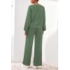 imagePRETTYGARDEN Women 2 Piece Outfits 2026 Spring Sweatsuits Crewneck Sweatshirt Wide Leg Sweatpants Lounge Sets TracksuitGreen