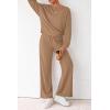 imagePRETTYGARDEN Women 2 Piece Outfits 2026 Spring Sweatsuits Crewneck Sweatshirt Wide Leg Sweatpants Lounge Sets TracksuitKhaki